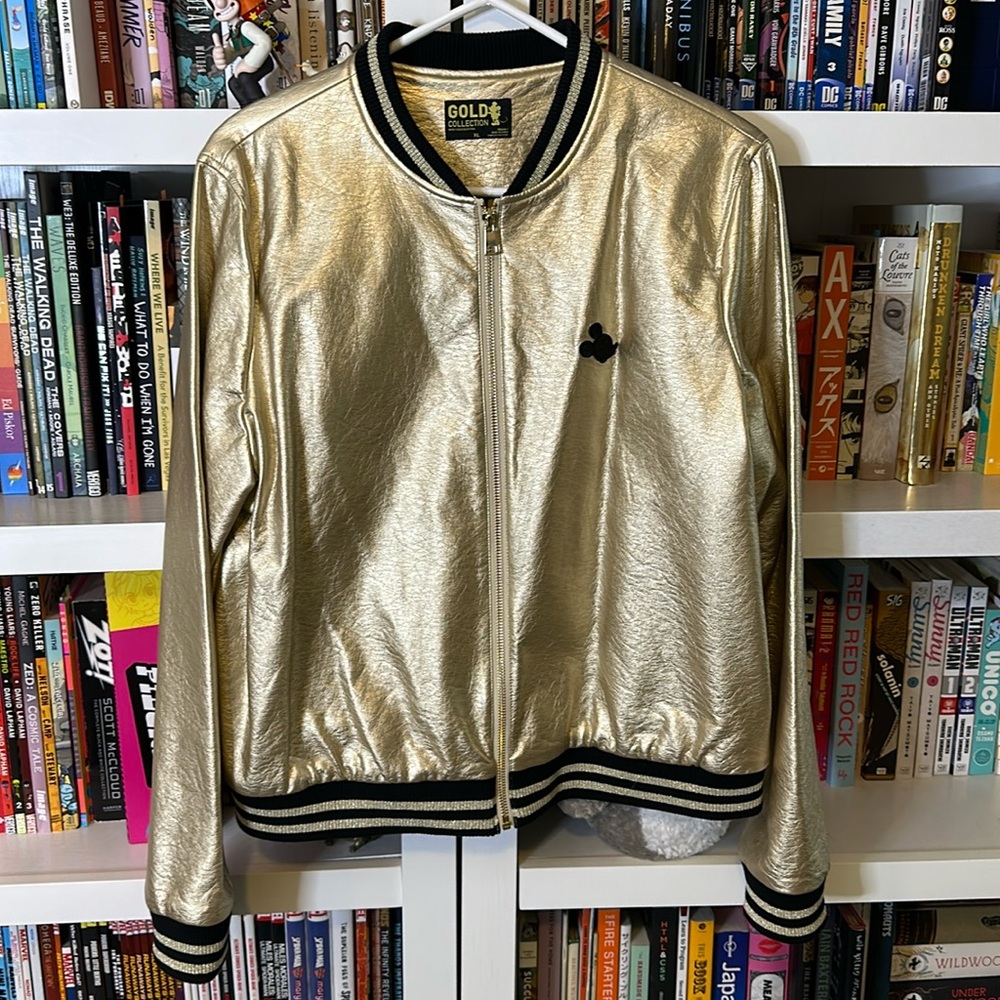 Mickey Golden Collection Gold Varsity Bomber Jacket